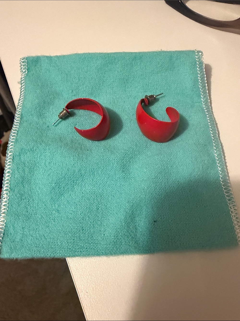 Red Hoop Stud Earrings - Women Jewelry